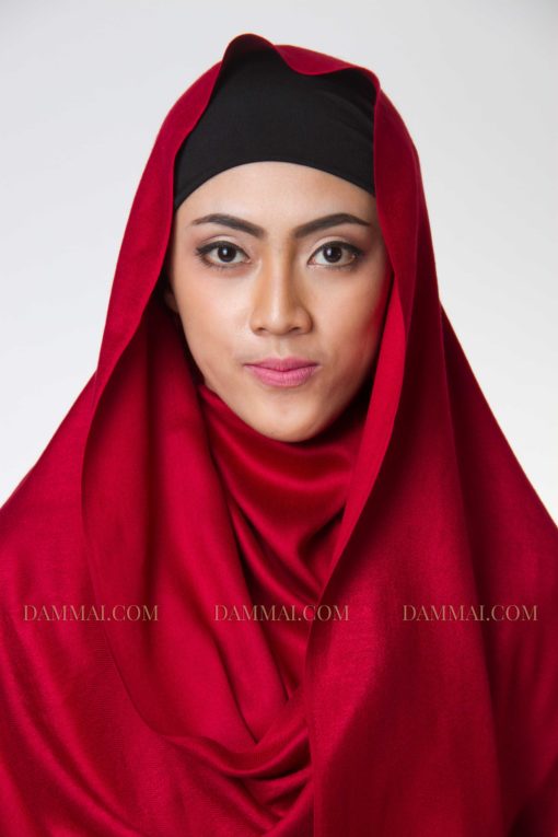 cherry red fever hijab pashmina 1101