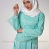 gaun green brokat dress muslim 2102